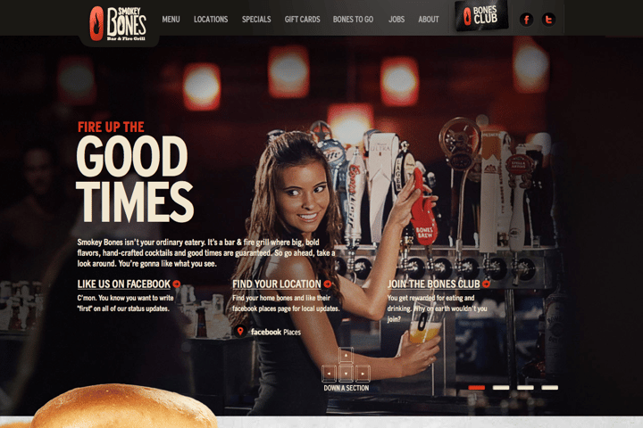 Smokey Bones website preview